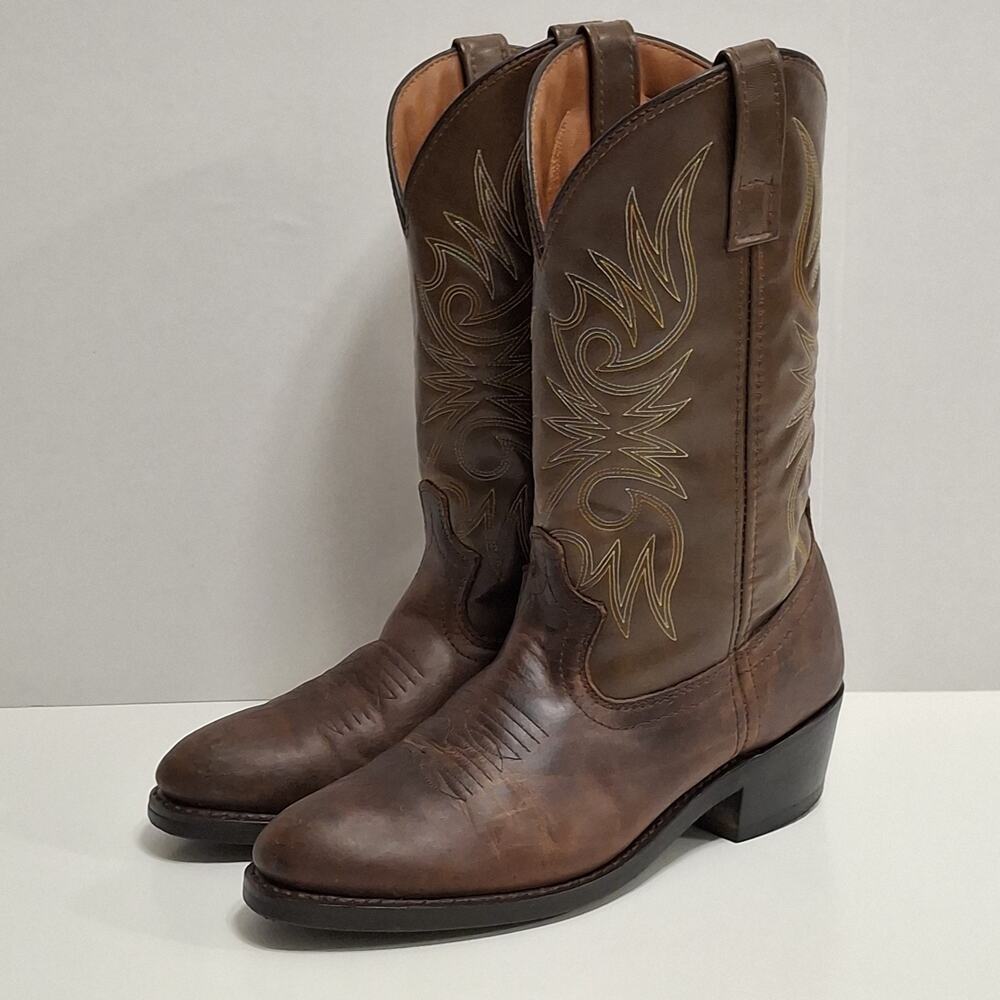 Mens Laredo 4242 Paris R Toe Distressed Leather Cowboy Western Boots Size 8.0 D